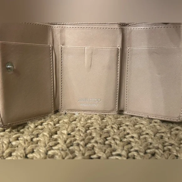 Jimmy Choo Star-Studded Nude Pink Leather Compact Wallet - EUC with COA - Picture 4 of 9